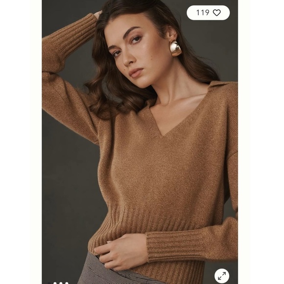 💋Reformation Beckie cashmere caramel tan light brown sweater size S - Picture 3 of 7